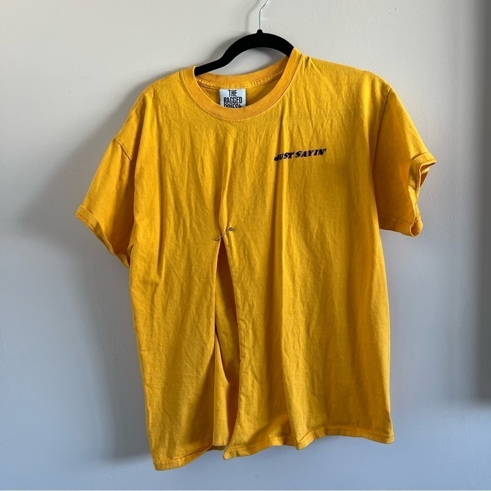 The Ragged Priest Yellow “JUST SAYIN’” Long Cut Tee – Medium